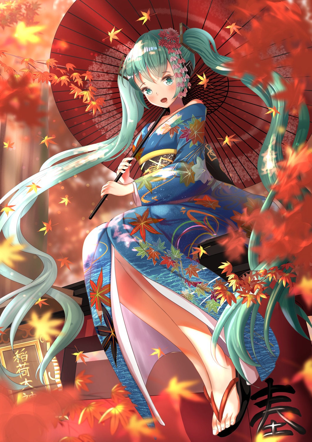 Wanderlucia Kyoto Nippon Festival Vocaloid Hatsune Miku Open Shirt Umbrella Yukata